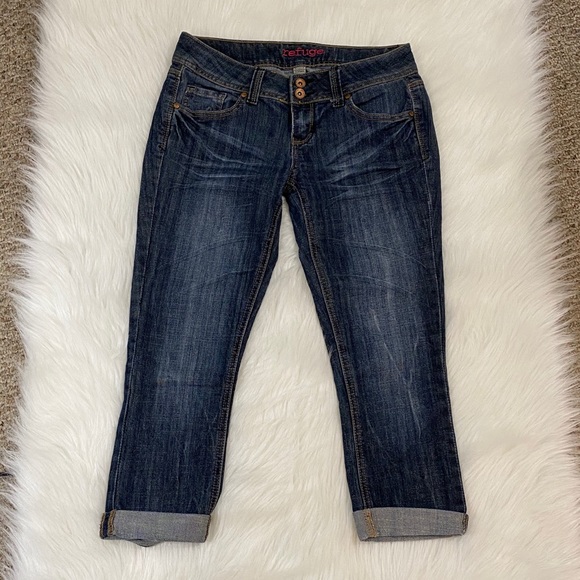 refuge Denim - Dark wash crop jeans by Refuge size 4